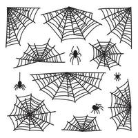 Set of spider web and halloween cobweb decoration for spiderweb scary design vector