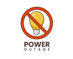 Blackout Power outage icon symbol sticker. No Electricity Symbol with Lamp vector
