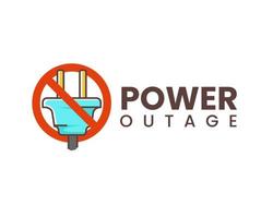 Blackout, Power outage icon symbol sticker. Disconnect concept, error connection. Electric plug and outlet socket unplugged. vector
