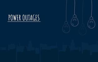 Hand drawn bulb lamp Blackout Power outage web banner with copy space area vector