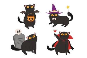 Black cats halloween theme vector