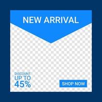 Geometric Social Media Post Template Design With Square Shape With a Combination of Simple Elements and Elegant Blue Color vector