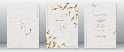 plantilla de tarjeta de invitación de boda de lujo con diseño dorado vector