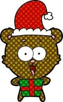 laughing christmas teddy  bear cartoon vector