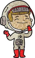 astronauta de dibujos animados feliz vector