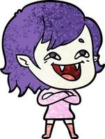 cartoon laughing vampire girl vector