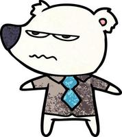oso polar en dibujos animados de camisa y corbata vector