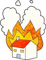 casa en llamas de dibujos animados vector