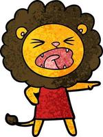 cartoon angry lion in dress vector