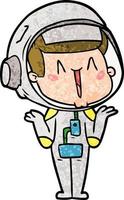 happy cartoon astronaut shrugging shoulders vector