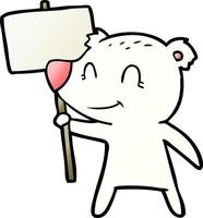 polar bear with protest sign cartoon vector