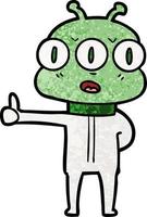 cartoon three eyed alien vector