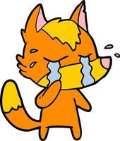 sad little fox cartoon character vector