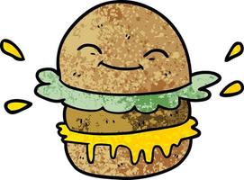 hamburguesa de comida rápida de dibujos animados vector