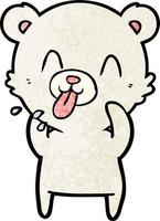 rude cartoon polar bear sticking out tongue vector