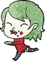 cartoon vampire girl with blood on cheek vector