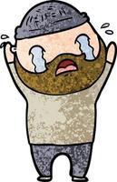 cartoon bearded man crying vector