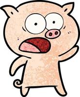 cartoon pig shouting vector