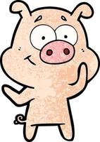 happy cartoon pig vector