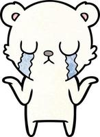 sad little polar bear cartoon vector