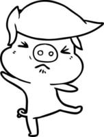 cerdo furioso de dibujos animados vector
