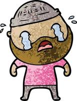 cartoon bearded man crying vector