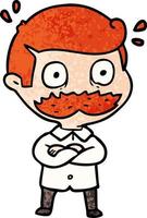 cartoon man with mustache shocked vector