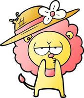 cartoon lion wearing hat vector