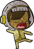 cartoon talking astronaut woman vector