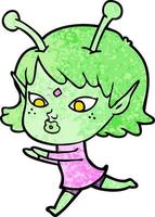 pretty cartoon alien girl vector