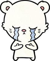 sad little polar bear cartoon vector