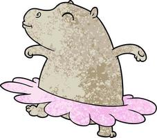 cartoon hippo ballerina vector