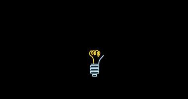 2d animation of glowing light bulb video