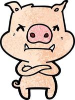 angry cartoon pig vector