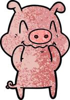 nervous cartoon pig vector