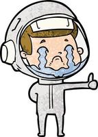 cartoon crying astronaut vector