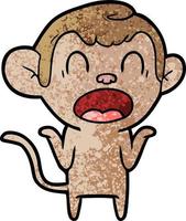 shouting cartoon monkey shrugging shoulders vector