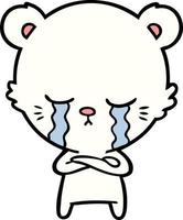 sad little polar bear cartoon vector