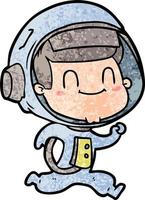 astronauta de dibujos animados feliz vector