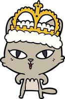 cartoon cat wearing crown vector