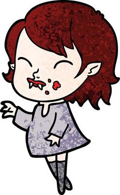 cartoon vampire girl with blood on cheek