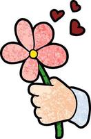 cartoon hand holding flower vector
