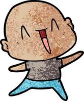 happy cartoon bald man vector