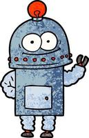 happy carton robot with light bulb vector
