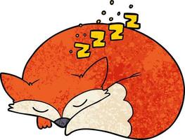 cartoon sleeping fox vector