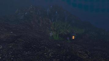 Bungalows on rural mountain slopes at night photo