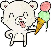 oso de dibujos animados con helado vector