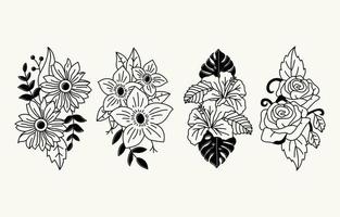 tatuaje minimalista floral vector