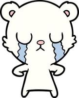 sad little polar bear cartoon vector