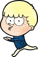 cartoon curious boy running vector